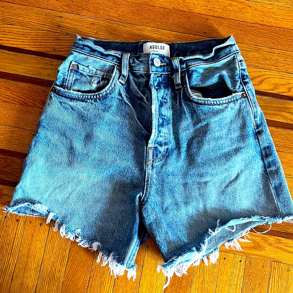 Agolde Blue Denim Jean Shorts